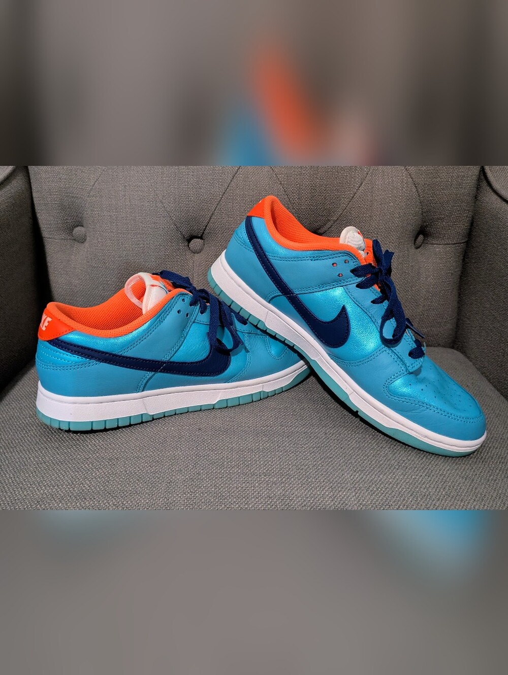 Nike Dunk Low SE - Baltic Blue & Total Orange Sneakers - Mens Size 8.5